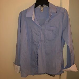 Blue button up business shirt